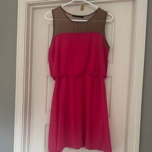Peaches and Cream Chic Sleeveless Pink/Tan Dress - Size S - NWOT